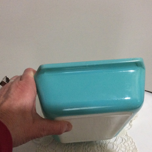 Rare Vintage Pyrex Snowflake turquoise baking dish - Picture 7 of 11